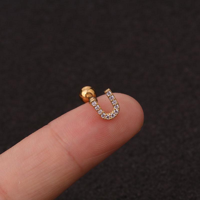 Trendy 26 Letters Tragus Cartilage Earring Women Exquisite Tiny Initial Alphabet Name Helix Earring Piercing Jewelry Gift