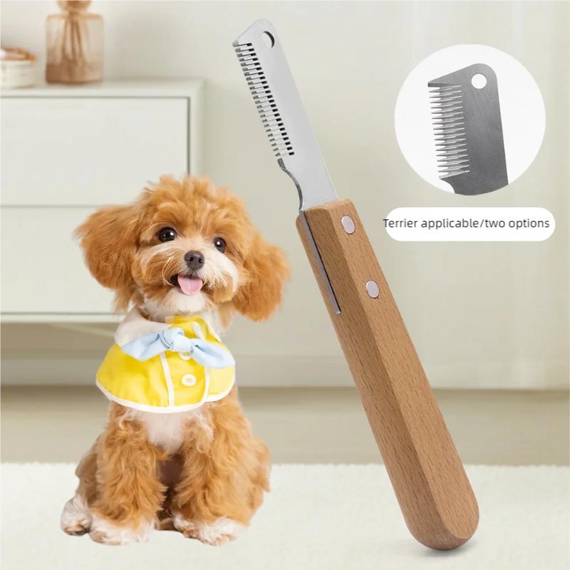 Professional Dog Comb Stainless Steel Wooden Handle Stripping Knife Pet Hair Remover Grooming Tools Undercoat Brushes grooming