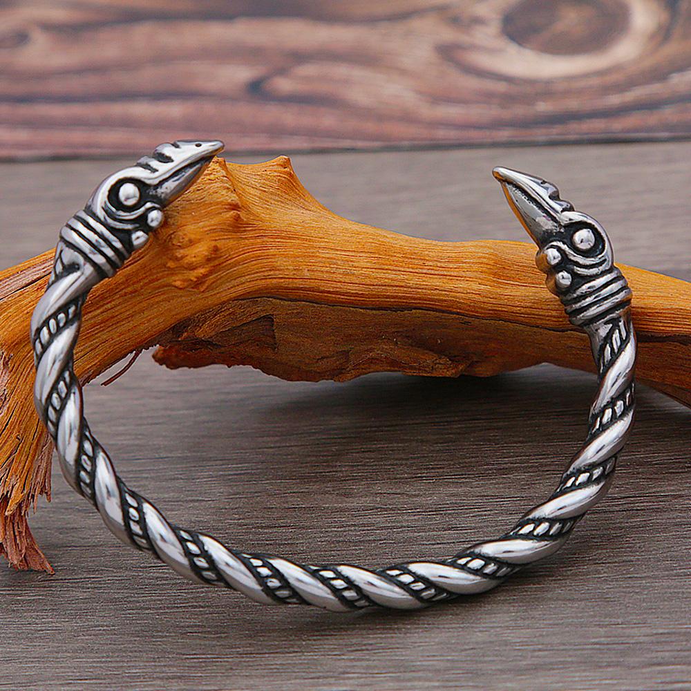 Vintage Nordic Viking Raven Bracelet Men Fashion Opening Adjustable Wristband Cuff Odin Crow Viking Bracelet Jewelry Gift