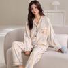Premium Pajamas Women's Spring and Autumn Thin Long-sleeved Trousers Simple Casual Women's Loungewear Two-piece Set Can Be Worn Outside