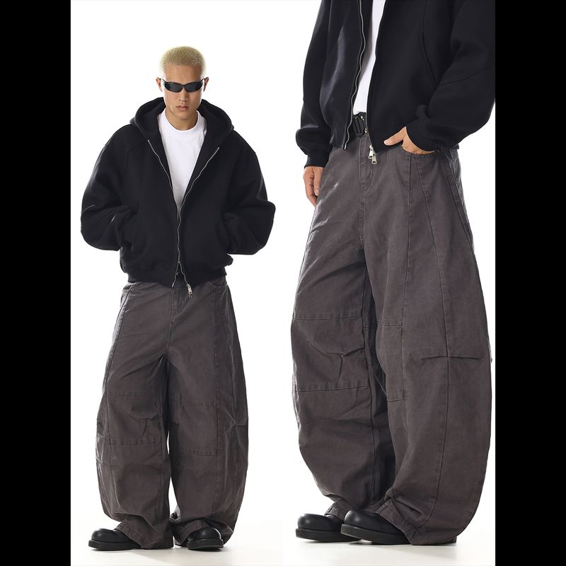 American Retro Work Pants for Men and Women 2025 New Design Niche Loose Slimming Straight Casual Wide-Leg Pants