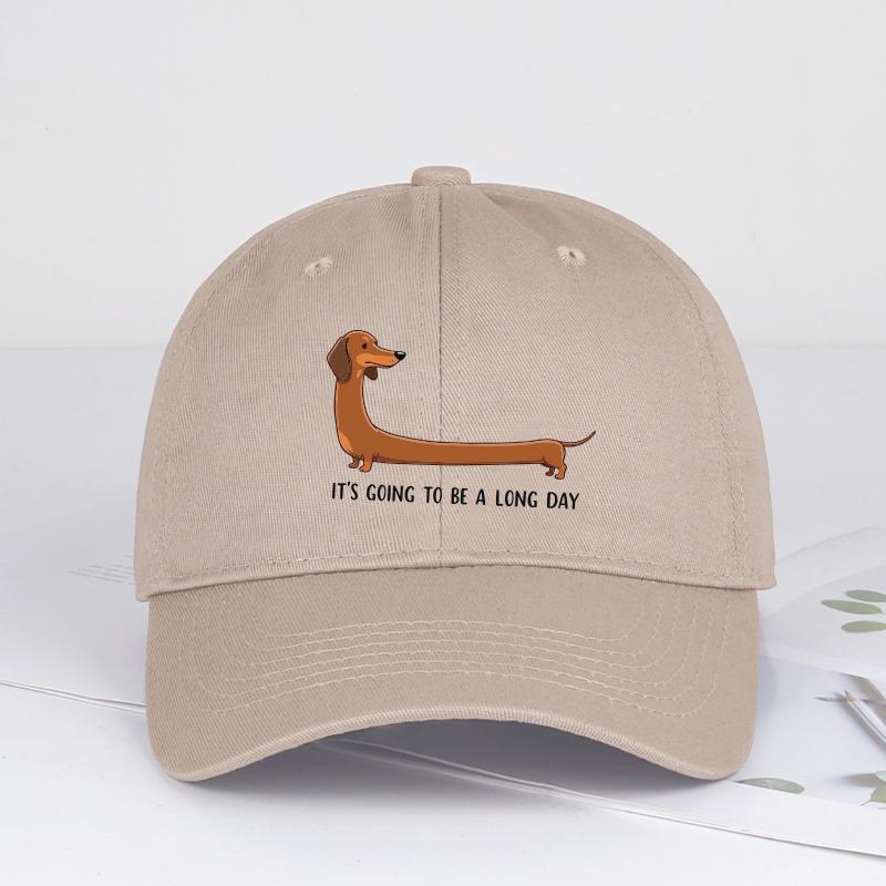 Fun Dachshund Long Day Printed Baseball Cap Adjustable SunProtective Casual Streetwear Unisex SoftPeak Dad Cap