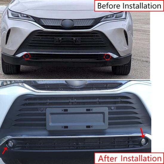 For Toyota Venza 2021-2024 Glossy Black Front Fog Light Lamp Frame Cover