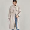 Chunxin commuting temperament loose silhouette drape retro stand-up collar medium and long trench coat women 22352