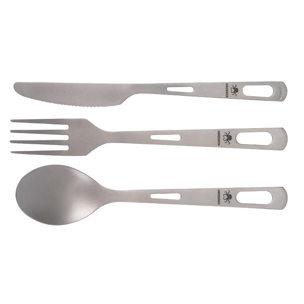 Camping Knife Fork Spoon Set Ti Tableware Reusable Outdoor Flatware for Backpacking Camping
