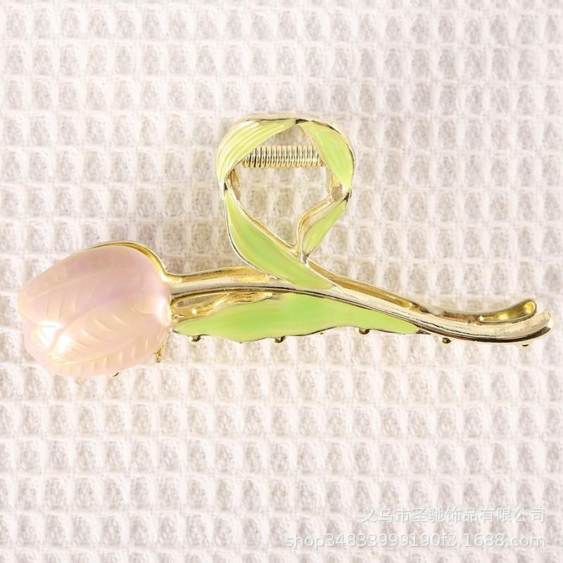 Stilig Fresh Temperament Oil Drop Floral Metal Shark Hair Clip