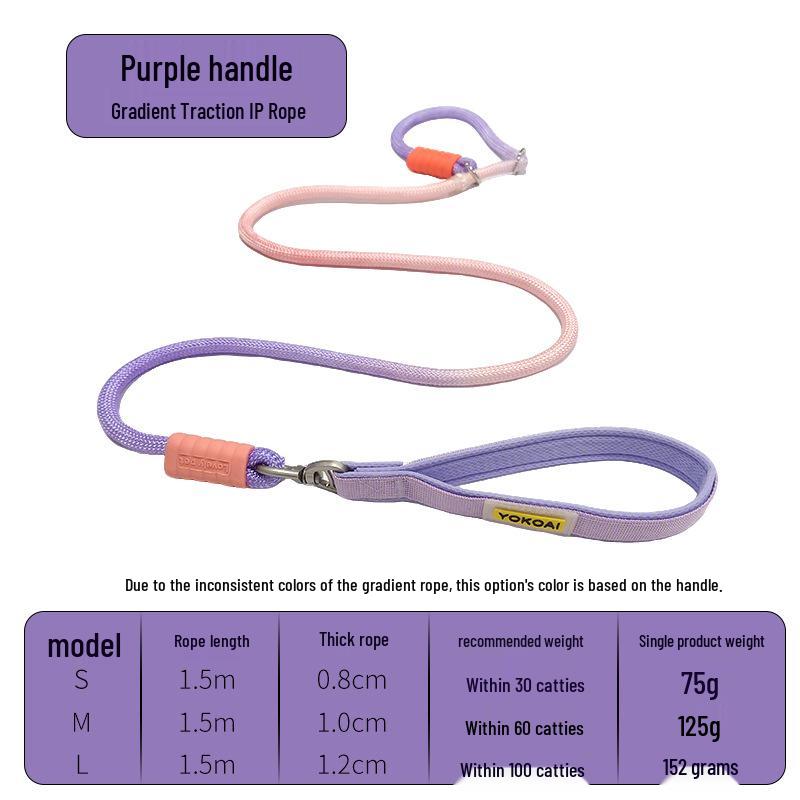 Gradient Shock-Absorbing Nylon Dog Leash for Small To Large Pets - Explosion-Proof with Integrated P Rope and P Chain.
