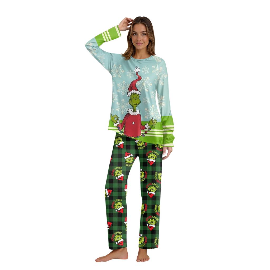 Set de topuri+pantaloni cu mâneci lungi cu imprimeuri de Crăciun Seturi de potrivire pentru familie