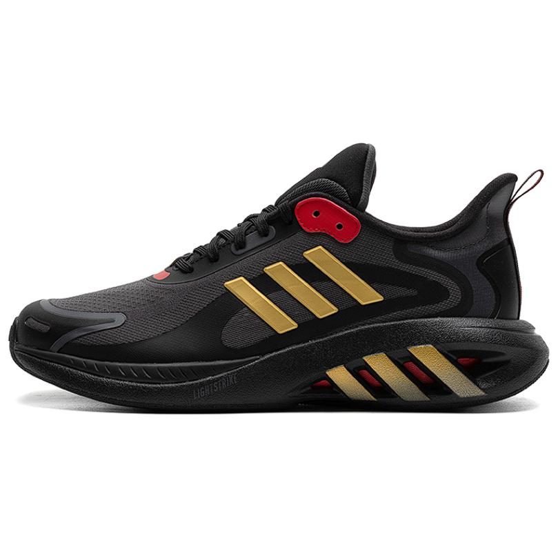Adidas Round Toe Lace-Up Durable Breathable Low-Top Casual Running Shoes Unisex Sneakers Black Yellow IH6024