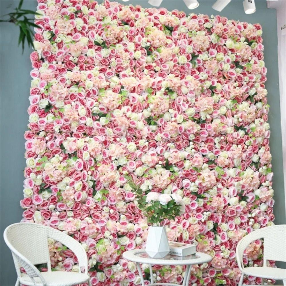 Realistic Wedding Wall Backdrop Handmade Silk Rose Flower Wall  Stage Supplies
