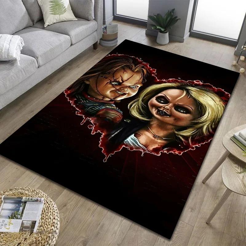 Tappeto Chucky Film Horror 3D Tappetino per Porta Soggiorno Bagno Tappeto per Pavimento Camera da Letto Annabelle Terrore Tappeto Decorativo Regalo di Halloween