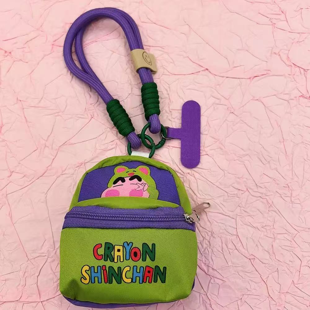 Crayon Shin-Chan Bag Mobile Phone Lanyard Wallet Earphone Case Storage Bag Anti Throwing Wrist Strap Cartoon Gifts for Kids Bag