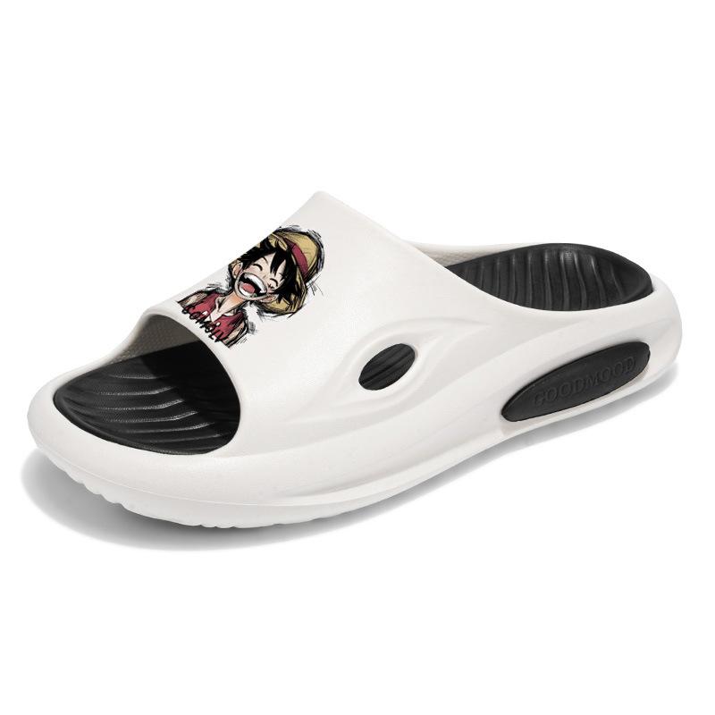 Summer Internet Celebrity Couple Funny One-word Drag Outside Wear Stepping Shit Feeling Soft Bottom Cartoon Cool Slippers Slippers