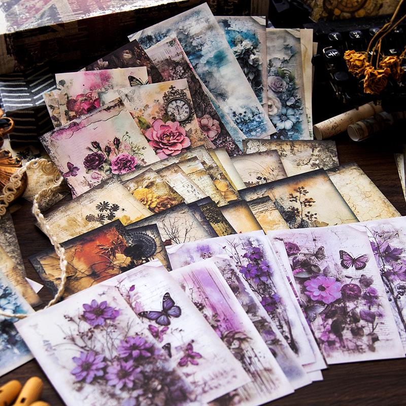 Yan Ji Retro Journal Decoration Pack: Fuyusheng Huashi Series, 40 Sheets, 6 Styles Available.