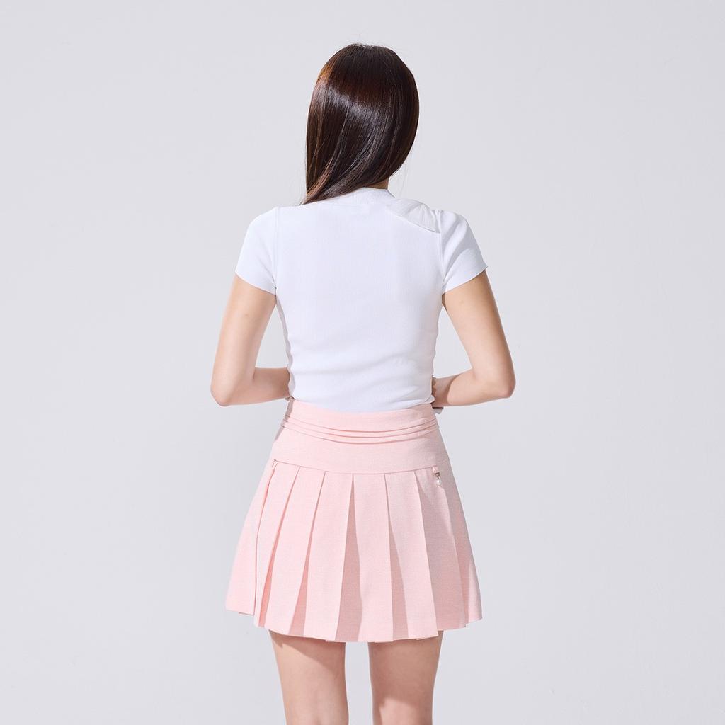 FAIRLIAR GOLF Chiffon Ribbon Cap Sleeve Knit (White)