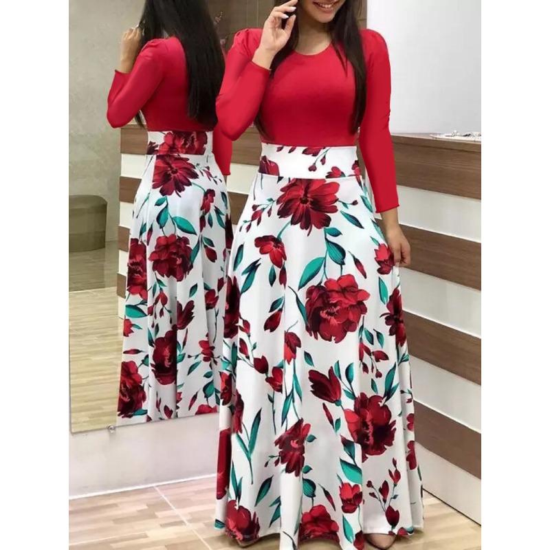 JPNTKY Fashion Summer Spring O-Neck Casual Dresses
