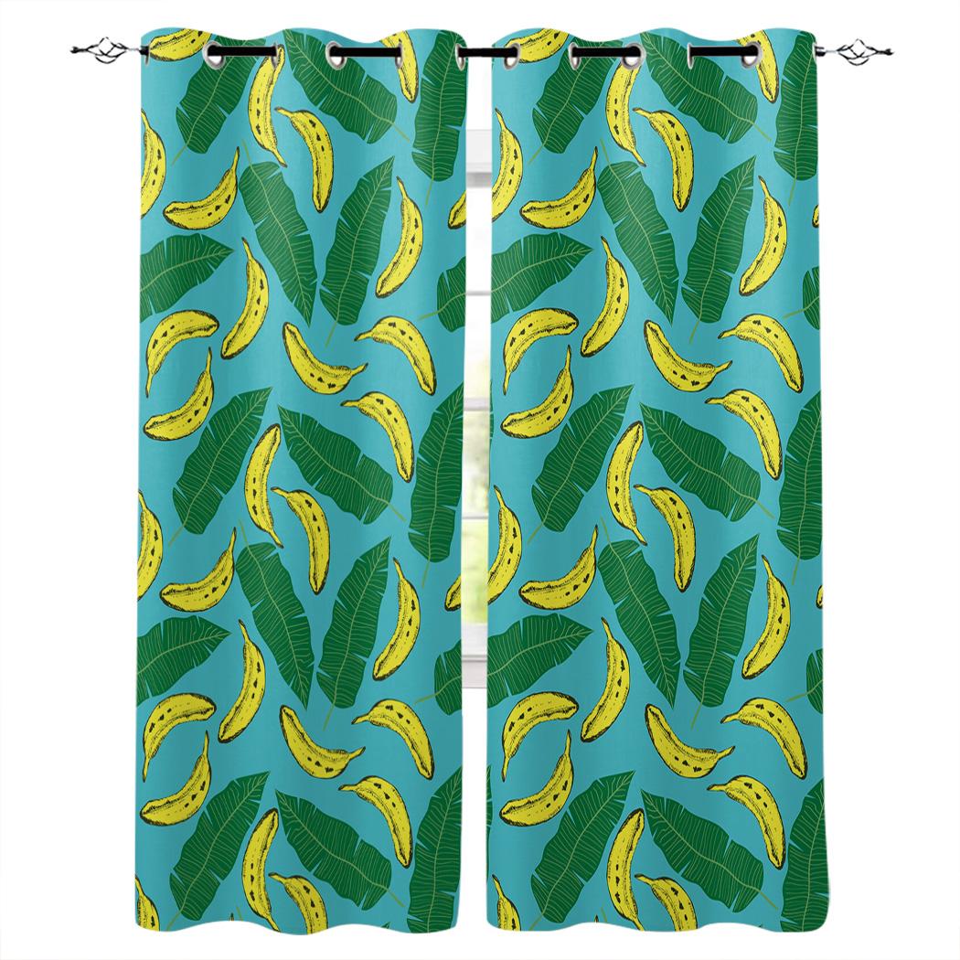 Банановые листья и бананы Домашний декор Оконные шторы Спальня Кухня Шторы Панельные — фото 11