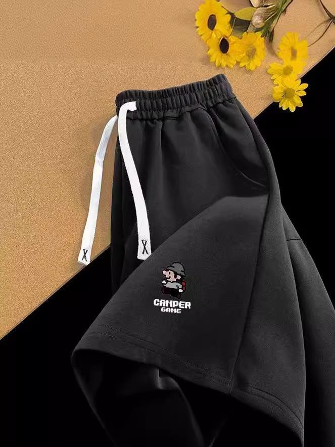 Custom Cartoon Print Men's Summer Sports Pants - Loose, Thin, American Streetwear Style, Five-Point Casual Design