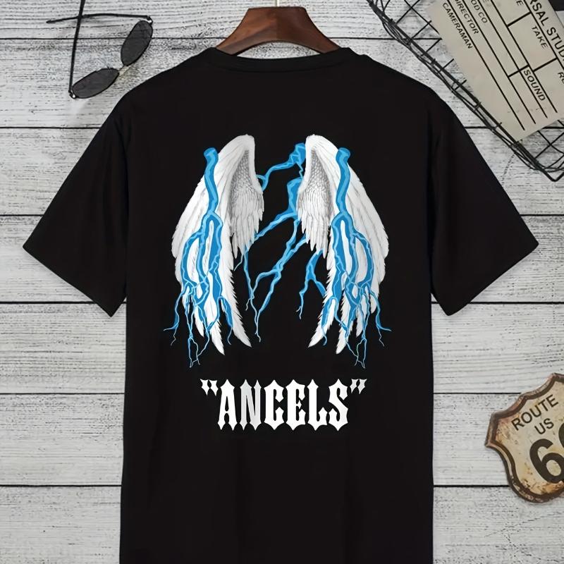 

Angels Lightning Wings Graphic Print T-Shirt Breathable Cool, Comfortable Wear,Daily Casua XXL белый