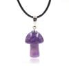 2cm Natural Crystal Jade & Pink Tiger Eye Mushroom Necklace Pendant