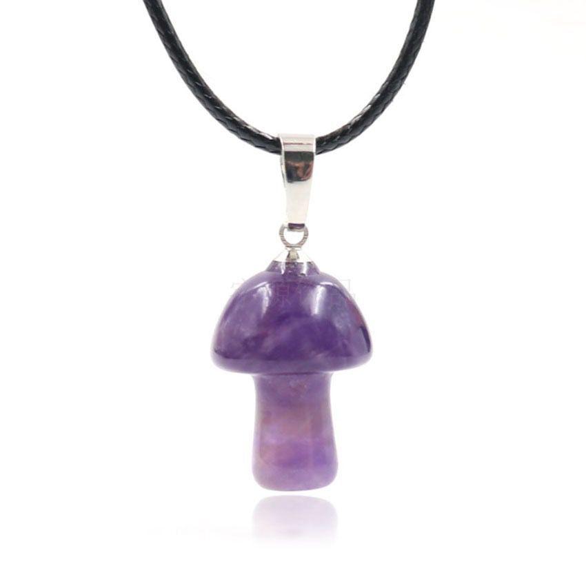 2cm Natural Crystal Jade & Pink Tiger Eye Mushroom Necklace Pendant