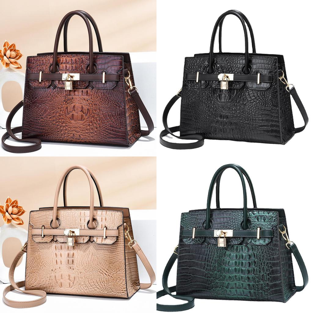 Stylish Large Capacity Crocodile Pattern Tote Handbag For Trendy Everyday Use