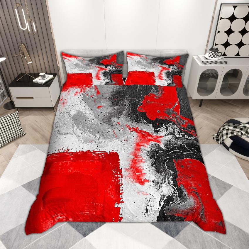 

Homewish Contemporary Abstract Duvet Cover Set 2Pcs/3Pcs Watercolor Ombre Bedding Oil Painting Aesthetic Comforter Cover Set EU Single(135*200cm)3pcs