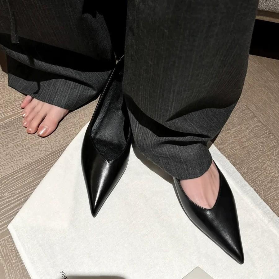 Sheepskin Version French Minimalist Flat Shoes Women's One-pedal Temperament Pointed Single Shoes Commuting Shallow Leather Women's Shoes