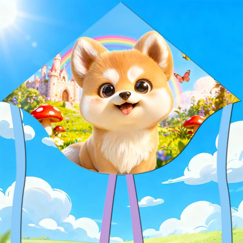Latawiec Zwierzę Pies 3D Poliester Trójkątny Latająca Zabawka Do Rekreacji Na Świeżym Powietrzu