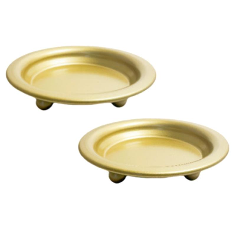 

2 Piece Round Iron Pillar Candle Holders Tray For Scented and LED Candle Home Decors Wedding Centerpieces Decoration золотий