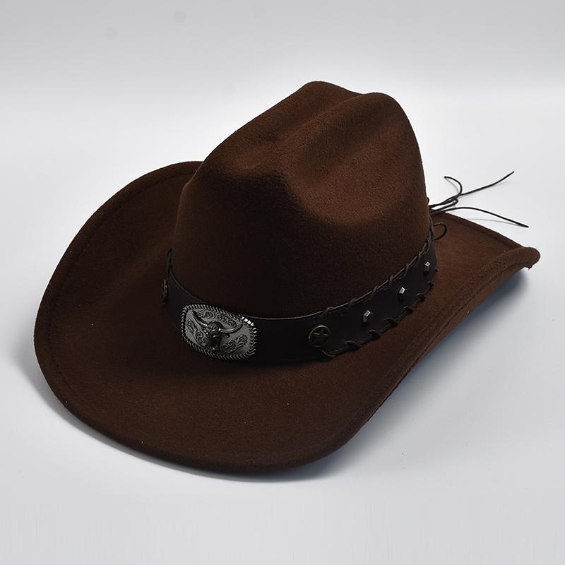 Western Cowboy Hat for Men Women Vintage Wide Brim Cowgirl Felt Hat Cloche Church Sombrero Hombre Caps