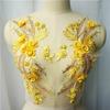 Appliques Sew White Black Wedding Gown Appliques 3D Flower Tassel Beads Lace Appliques Sew Patch