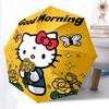1pc Hello Kitty Yellow Rose Bouquet Automatic Folding Umbrella - Portable 3-Fold Design with Iron Frame, Outdoor, Gift for Fans, Travelers, Daily Use.