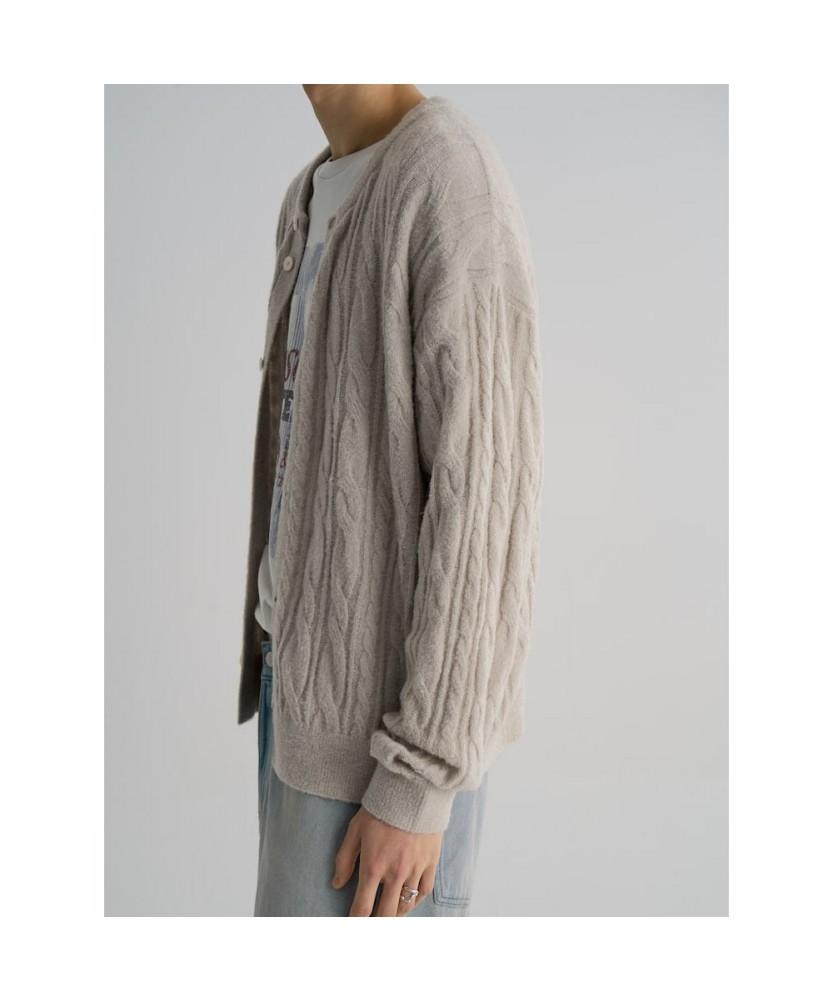 8seconds Lightweight Cable Round Cardigan Light Gray