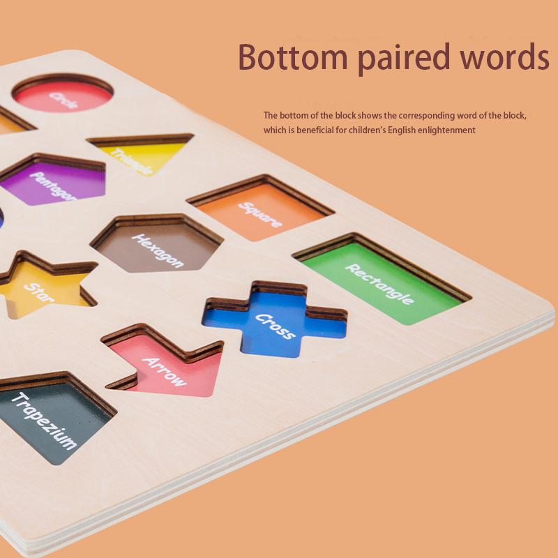Montessori Preschool Teaching Aids Puzzle Montessori Magnetic Geometric Shape Inlay Board Wooden Shape Hand-grabbing Board Toys