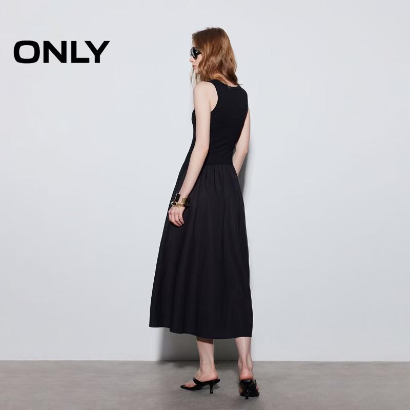 ONLY U-Neck Sleeveless Pleated Waist Long Dress