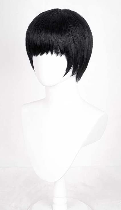 Heat-resistant Mushroom Cosplay Wig, Black, for Cosplay, Costumes, School Festivals, Includes Wig Net and Comb