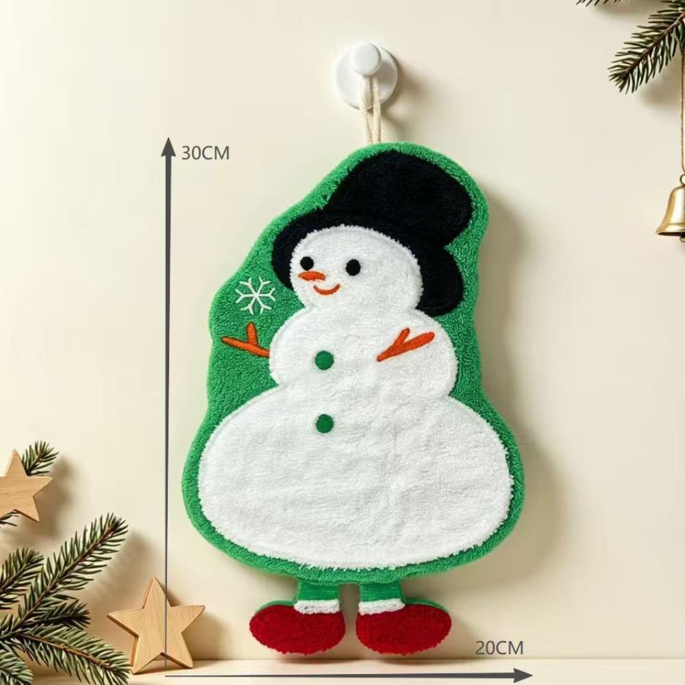 Water Absorption Santa Claus Hand Towel Coral Fleece Cleaning Dishcloths  Kitchen Bathroom