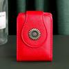Fashion Leather Lipstick Case with Mirror - Multi-Color Sunflower Buckle Cosmetic Pouch Portable Makeup Storage Bag for Women