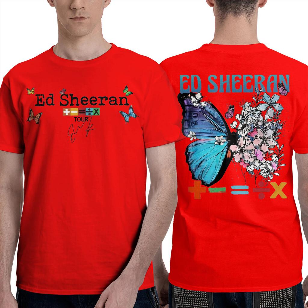 Unique Album Ed Butterfly Logo Sheeraned Tour Music Butterfly T Shirt Men Women's Cotton   Tees Shirt Classic Clothing