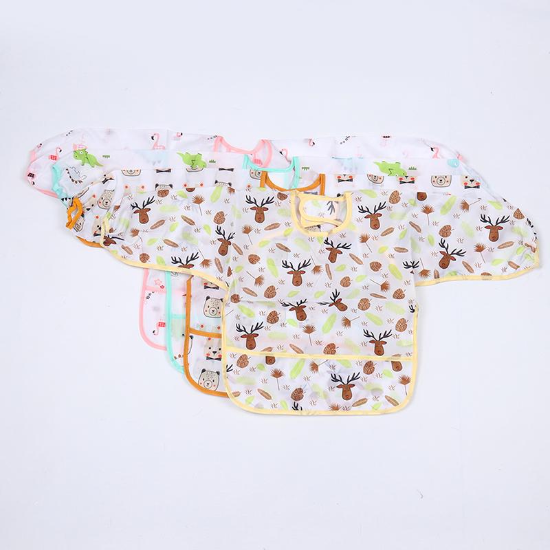Baby Kids Toddler Long Sleeve Waterproof Art Smock Feeding Bib Apron Pocket