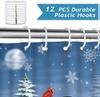 Winter Gnomes Snowman Shower Curtain with Snowy Pine Tree Snowflake Pattern,Waterproof Christmas Bathroom Decor Polyester Fabric