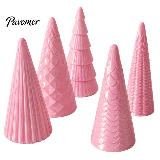 Desktop Holiday Ornaments 5Pcs Illuminated Christmas Tree With/No LED Lights, Nordic Style Luminous Modern Minimalist Home Tabletop Ornaments,