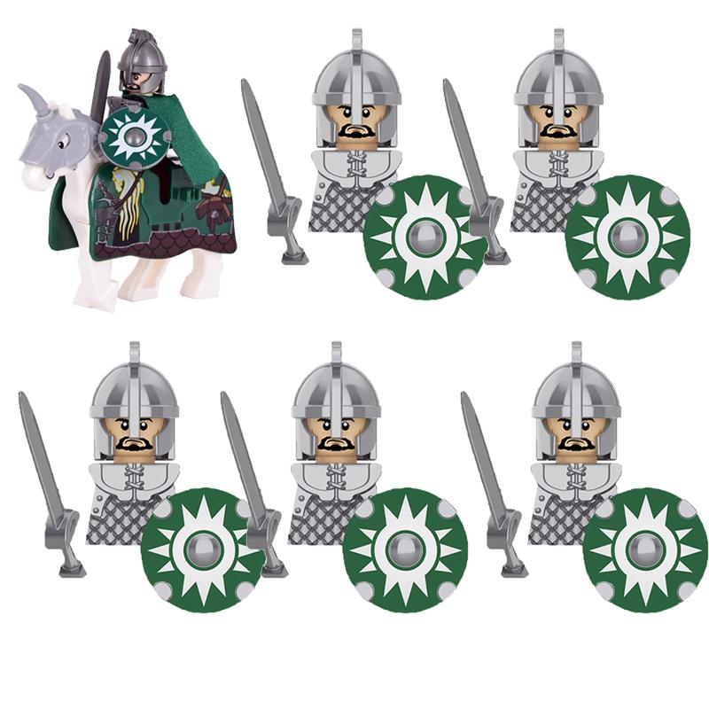 MOC Středověké Vojenské Stavební Kostky Elfský Bojovník Ork Rohan Gondor Rytíř Sada Postav Zvířecí Armáda Zbraň Luk Kuše Hračka