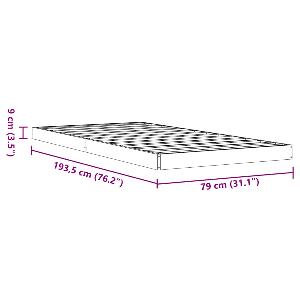 Solid Wood Bed Wax Brown 75 X 190 Cm Pine