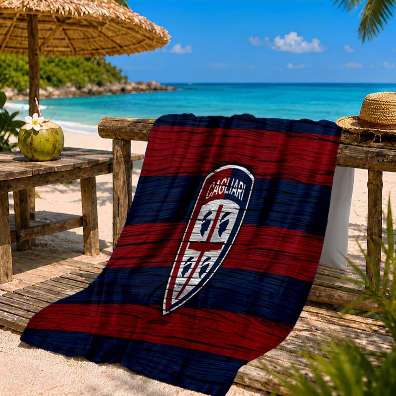 Cagliari Football Club Crest Beach Towel Microfiber Beach Towel, Lightweight and Quick-Dry, for Summer Travel, Swimming Pool Fan Birthday Gift