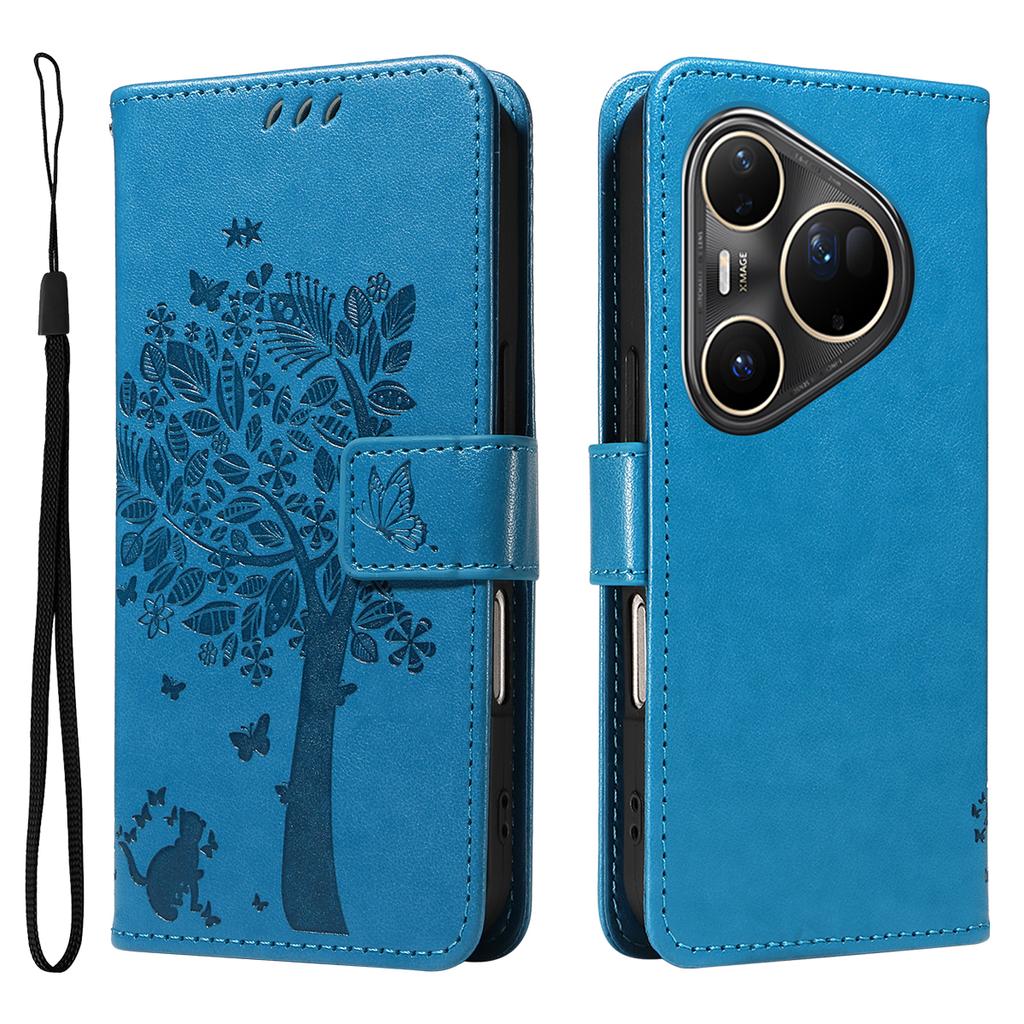 For Huawei Pura 80 Ultra Phone Case with Stand Cat Tree Pattern Leather Wallet Mobile Cover