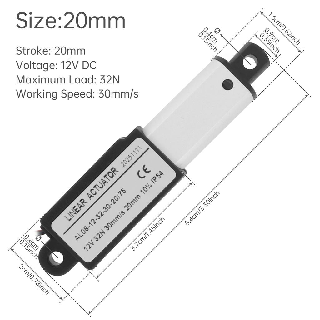 Mini Electric Linear Actuator 12V 10-200mm Stroke Electric Reciprocating Lifting Linear Motion Actuator for Home Automation with Mounting Brackets