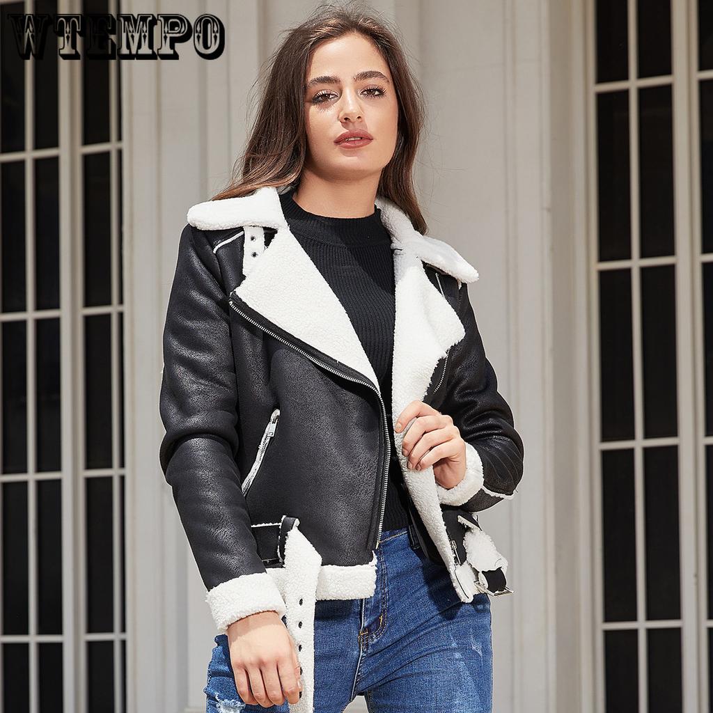 Fur and Fur Integrated Winter Jacket for Women Warm Suede Jacket European and American Leather Jacket with Waist Belt and Lapel Jacket for Women