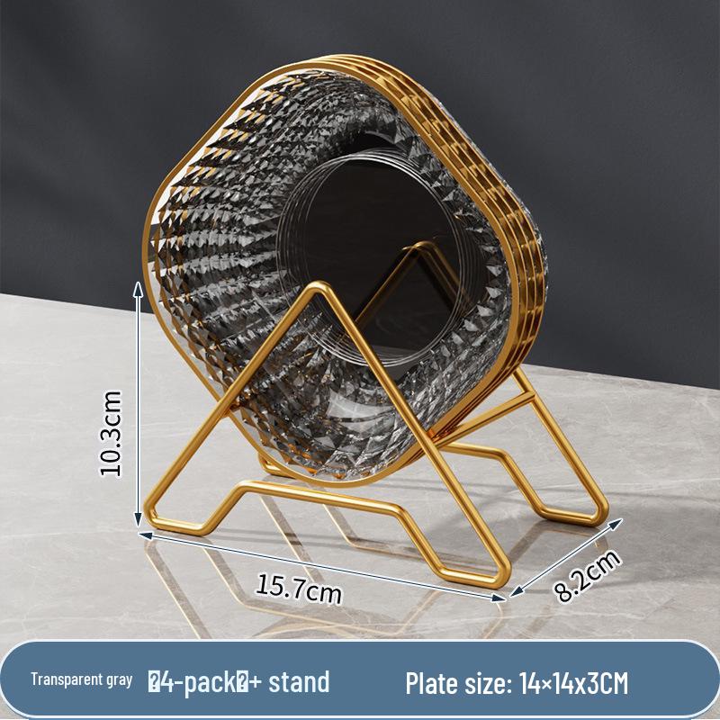 Transparent Gold Rim Fish Bone Dish Holder Set, Easy To Clean, Multipurpose for Living Room